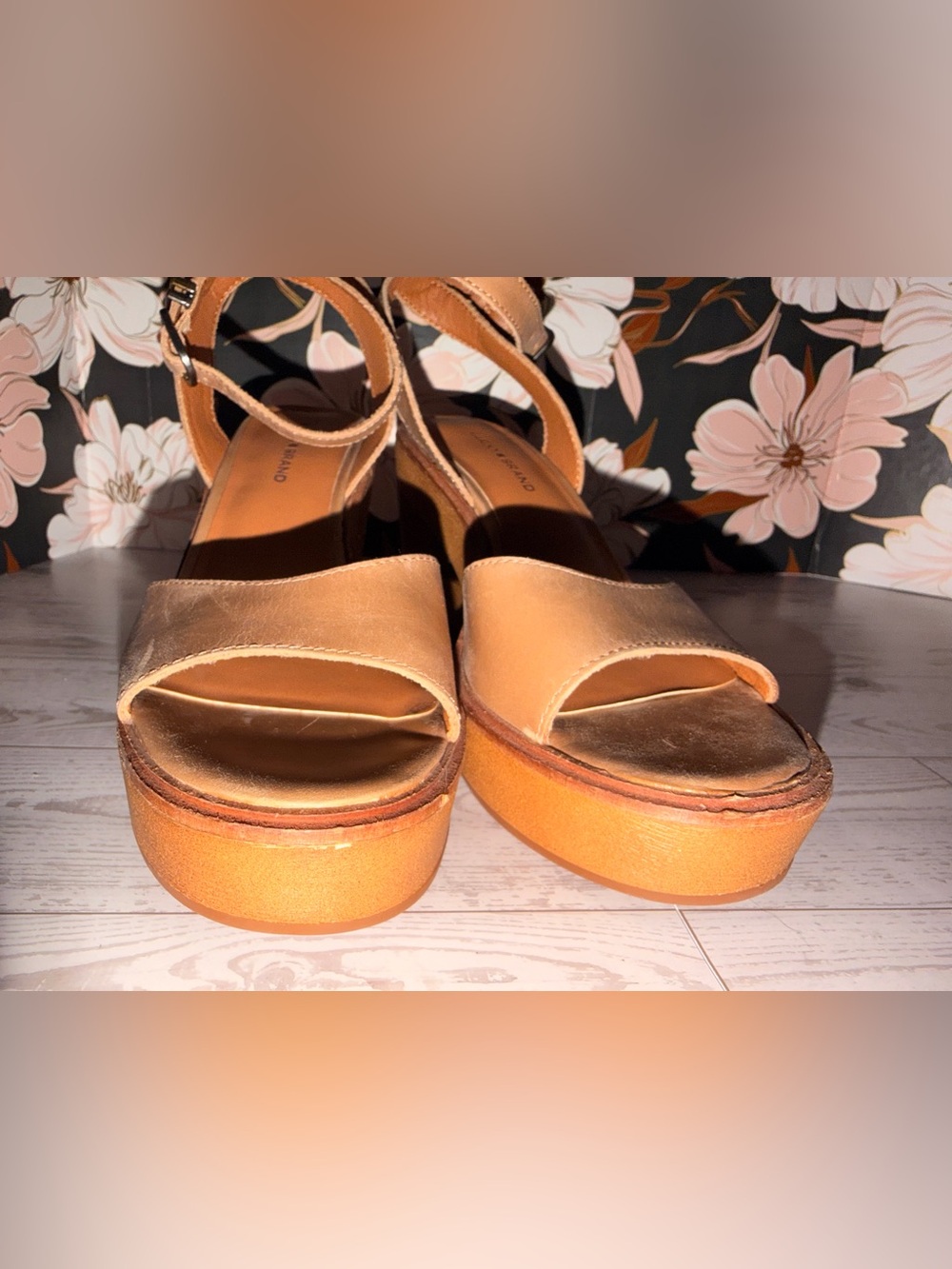 Lucky Brand Wyndin Tan Leather Platform Wedge Sandals 6.5 / 37 NWT - Picture 9 of 10